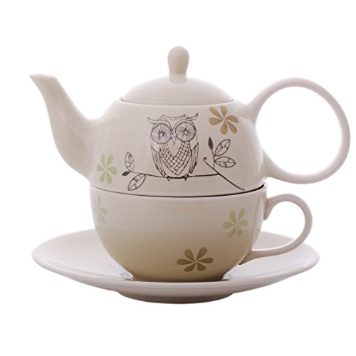 Tea for one Set "Lutz" Keramik, 4 teilig Kanne: 0,4 l, Tasse: 0,2 l von Cha Cult