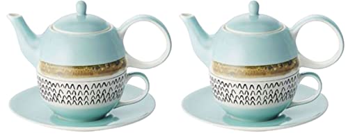 teemando® 2 X Tea for one Set "Loorea" Keramik, 4-teilig Kanne: 0,4 l, Tasse: 0,2 l von Cha Cult