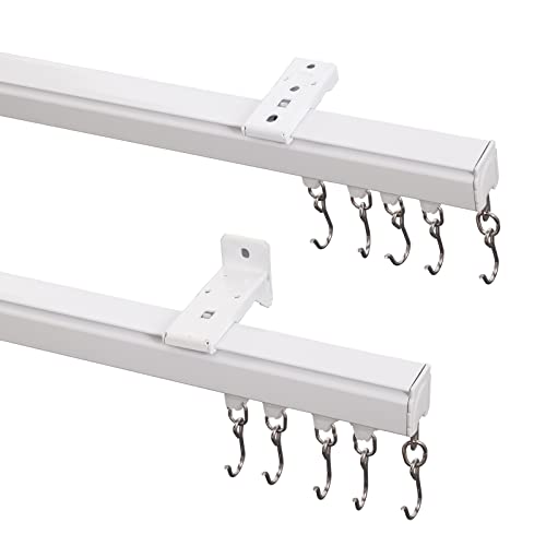ChadMade Decken- oder Wandbefestigungsschienen-Set mit Haken, mittlere Größe für Platz 1,8 m – 2,7 m breit, leicht zuschneidbar, funktioniert mit Ösen und Faltenvorhängen von ChadMade