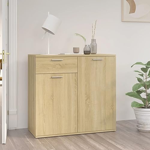 Chaduof Sideboard, Kommode Schlafzimmer, Komodenschrank, Möbel Schlafzimmer, Sidebordmöbel, Sonoma-Eiche 80x36x75 cm Spanplatte von Chaduof