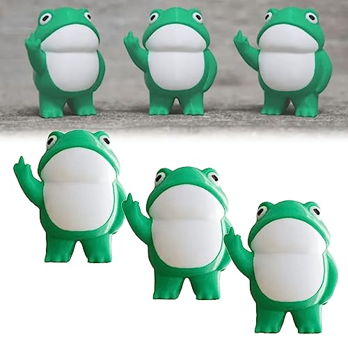 Rebellious Frog Figurine, Mini Frog Figurine, Frog Garden Statue For Fairy Garden Decor, Desktop Decoration Ornaments (3PCS) von Chagoo