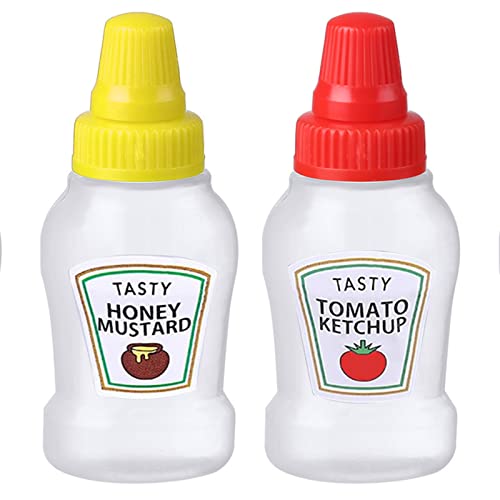Chaies 2 Stück Quetschflaschen, 25ml Saucenflasche Klein Lunchbox, Squeeze Flasche, Saucenspender Klein Nachfüllbar Gewürzbehälter Dressing Sauce Flasche Für Ketchup, Honigsauce, Salatdressing, von Chaies