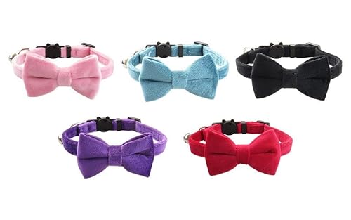 Chaies 5 Stück Katzenhalsband Mit Sicherheitsverschluss Und Glöckchen, Katzen Halsbänder Mit Glöckchen Und Fliege Süß Katzenhalsbänder Mit Schleifchen, Verstellbar Halsbandes Für Katze Und Kitten Chaies 5 Stück Katzenhalsband Mit Sicherheitsverschluss Und Glöckchen, Katzen Halsbänder Mit Glöckchen Und Fliege Süß Katzenhalsbänder Mit Schleifchen, Verstellbar Halsbandes Für Katze Und Kitten von Chaies