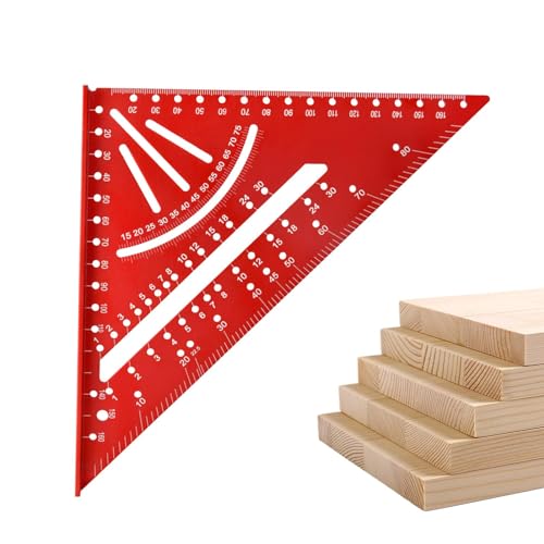 Chaies Dreieckslineal aus Metall, dreieckiges Messwerkzeug, vielseitiges Dreieckslineal | 90/45 Grad Rahmenlineal aus Metalllegierung, Tischlermess-Layout-Lineal von Chaies