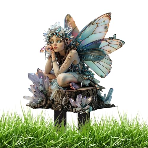 Chaies Feenhof-Erdspieß, dekorative Feengartenheringe | Dekostifte für Feengarten | Hof-Rasen-Dekoration Erdspieß, Acrylpfahl im Boho-Stil für von Chaies