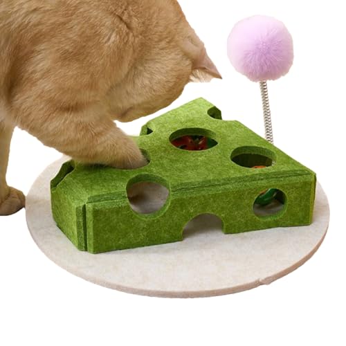 Chaies Futterspender für Katzen | Puzzle Lebensmittel Design Käse für Katzen | mit Glöckchen, Labyrinth, Leckerlis für junge Tiere, große und mittelgroße Rassen von Chaies