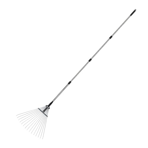 Chaies Gartenharke | 15-Zinken Teleskop Unkraut Harke | Ergonomisches Rostfreies Unkrautwerkzeug Zum Effizienten Reinigen Lockern Und Einebnen Von Boden von Chaies