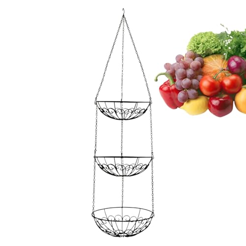 Chaies Hängekorb mit 3 Ebenen - Obst- und Gemüseaufbewahrungskorb, Obst-Organizer, platzsparender mehrstufiger Obstkorb, platzsparender Obstkorb, Drahtkörbe Chaies Hängekorb mit 3 Ebenen - Obst- und Gemüseaufbewahrungskorb, Obst-Organizer, platzsparender mehrstufiger Obstkorb, platzsparender Obstkorb, Drahtkörbe von Chaies