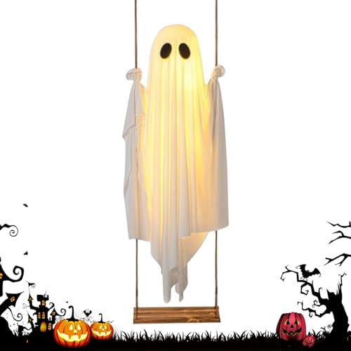 Chaies Hängende Halloween Dekorationen Mit Lichterkette Geist Girlande Für Garten Und Bäume, 152cm Halloween Geisterschmuck, Erschreckend & Niedlich Zugleich Chaies Hängende Halloween Dekorationen Mit Lichterkette Geist Girlande Für Garten Und Bäume, 152cm Halloween Geisterschmuck, Erschreckend & Niedlich Zugleich von Chaies