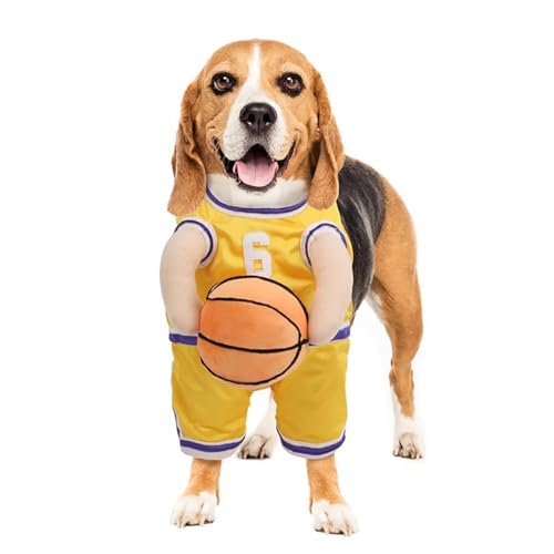 Chaies Hunde-Basketball-Kostüm mit Ball, Basketball-Spieler-Haustierkostüm,Lustiges Halloween-Kostüm für Haustiere - Atmungsaktiver Welpe hält Basketballkleidung mit Ball für das Halloween-Festival von Chaies