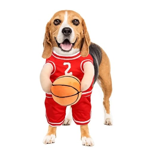 Chaies Hunde-Basketball-Kostüm mit Ball, Basketball-Spieler-Haustierkostüm | Lustiges Halloween-Kostüm für Haustiere | Atmungsaktive große Katze mit Basketball-Kleidung für Halloween-Cosplay von Chaies
