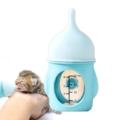 Chaies Kätzchen-Futterflasche, Welpen-Futterflasche - Futterspender für Kätzchen und Welpen,Silikon-Milchflasche für Haustiere, Anti-Erstickungs-Flasche für Haustiere mit visueller Skala von Chaies