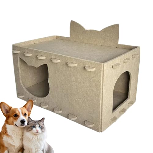 Chaies Katzenhöhle - Filz Katzenkissen Mit Tunnel - Puzzle Spielhaus Mit Doppelschicht Für Mehrere Katzen In Der Wohnung von Chaies