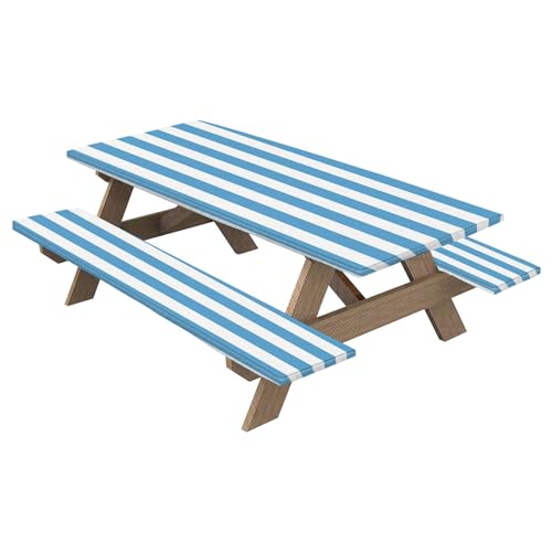 Chaies Picknick-Tischdecke, Picknickdecke | 3-teiliges Set mit gestreiften Tischdecken und Bankauflagen | elastische Tischschoner, leichte Camping-Sitzbezüge und Chaies Picknick-Tischdecke, Picknickdecke | 3-teiliges Set mit gestreiften Tischdecken und Bankauflagen | elastische Tischschoner, leichte Camping-Sitzbezüge und von Chaies