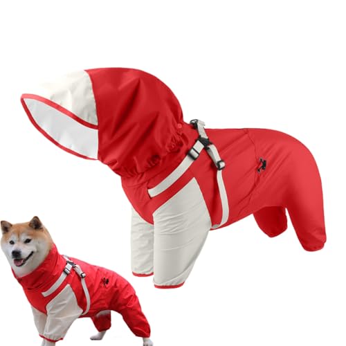 Chaies Regenjacke für Hunde, wasserdicht, mit Kapuze, verstellbare und reflektierende Kapuzenjacke für Hunde und Welpen von Größe M bis XL – verbesserte Sichtbarkeit von Chaies