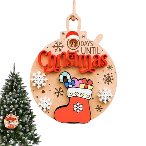 Chaies Rotierender Weihnachts-Countdown-Kalender, 25 Tage der Weihnachts-Countdown-Kalender, rotierende Ornamente für den Weihnachtsbaum aus Holz, 25 Tage Weihnachtsmann-Countdown-Ornamente für Chaies Rotierender Weihnachts-Countdown-Kalender, 25 Tage der Weihnachts-Countdown-Kalender, rotierende Ornamente für den Weihnachtsbaum aus Holz, 25 Tage Weihnachtsmann-Countdown-Ornamente für von Chaies
