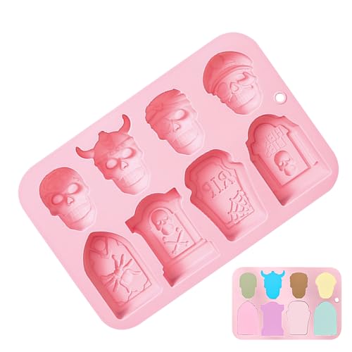 Chaies Schädel Silikonform, Halloween Schädel Form, Halloween Silikonformen, 8 Hohlräume, Grabstein Schädel zum Backen | Halloween Antihaft-Seifenformen, Chaies Schädel Silikonform, Halloween Schädel Form, Halloween Silikonformen, 8 Hohlräume, Grabstein Schädel zum Backen | Halloween Antihaft-Seifenformen, von Chaies