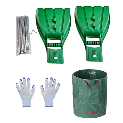 Chaies Scoop-Blätter, Blattgreifer, tragbare Gartenrechenzangen, Laubpflücker mit Gartentasche, Arbeitshandschuhe und Teleskopstange zum Entfernen von von Chaies