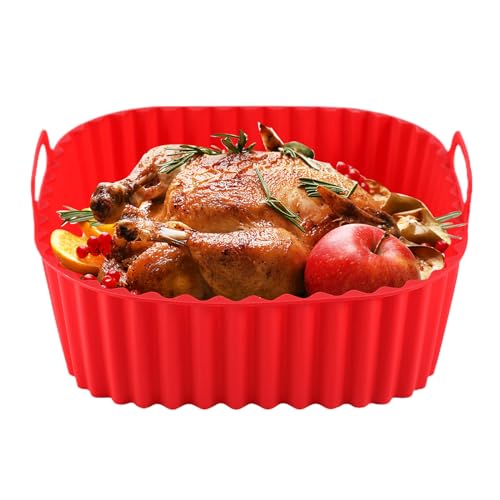 Chaies Silikon Korb für Luftfritteuse, Quadratische Heißluftfritteuse Backform, Antihaft-Backblech Küchengeschirr Zum Backen Von Kuchen Pizza von Chaies