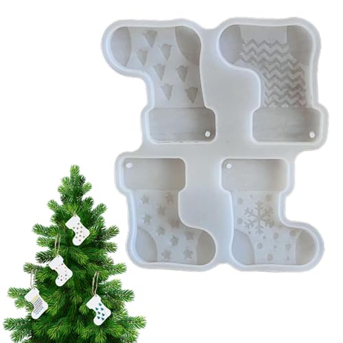 Chaies Silikonform für Weihnachtsstrumpf, Silikonform, Silikonform, Weihnachtsstrumpfform, wiederverwendbare Kerzenform | Antihaft-Gips-Bastelformen für von Chaies