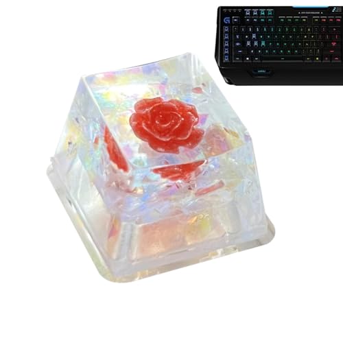 Chaies Tastenkappen aus Harz, Hinterraum, trockene Blumen, Tastaturtasten – Camellia Sa Profil Keycap – transparente Esc-Tastenkappen, SA-Profil, glänzend von Chaies
