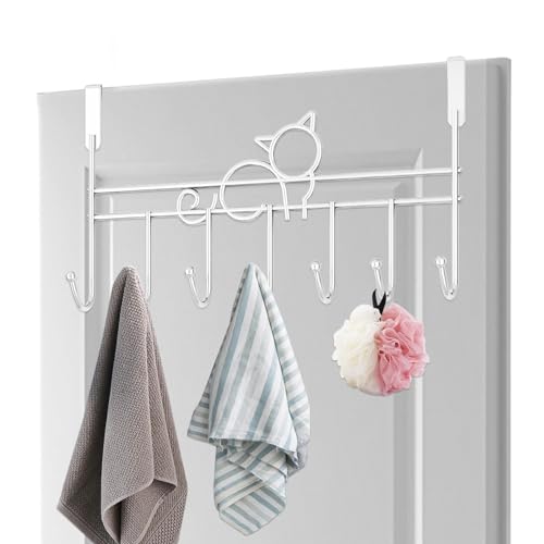 Chaies Über der Türhaken,Robuster, robuster Türhänger in Katzenform mit 7 Haken - Türgarderobe für Mantel, Robe, Hut, Kleidung und Handtücher, Handtuchhalter für Wohnzimmer, Badezimmer, Schlafzimmer Chaies Über der Türhaken,Robuster, robuster Türhänger in Katzenform mit 7 Haken - Türgarderobe für Mantel, Robe, Hut, Kleidung und Handtücher, Handtuchhalter für Wohnzimmer, Badezimmer, Schlafzimmer von Chaies