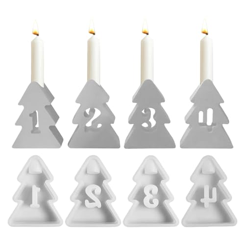 Chaies Weihnachts-Silikonform-Kerzenhalter, Silikonform für Weihnachtskerzenhalter | 4 x Kerzenbasisformen in Form von hohlen Zahlen für Weihnachtsbaum, Kunsthandwerk, Epoxidharz-Formen Chaies Weihnachts-Silikonform-Kerzenhalter, Silikonform für Weihnachtskerzenhalter | 4 x Kerzenbasisformen in Form von hohlen Zahlen für Weihnachtsbaum, Kunsthandwerk, Epoxidharz-Formen von Chaies