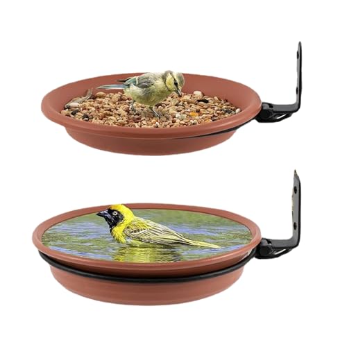 Chaies Zaunmontage Vogelfutterautomat | Vogelfutterschale - 2 Stück Wasserschalen Für Garten Bäume Terrassenwand Balkon Außenbereich von Chaies
