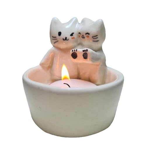 Katzen Candle Holder, Warming Paws Cat Gypsum Candle Holder, Kerzenhalter Katzen Teelicht Katze Pfote Wärmer Kerzenhalter Hohe Temperatur Resistent & Langlebig Cartoon Kätzchen Kerzenhalter von Chaies