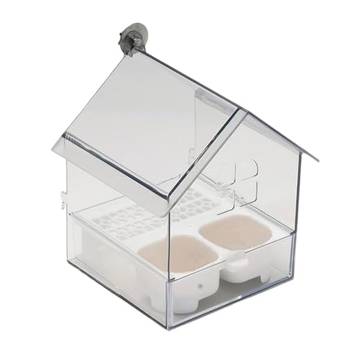 Vogelfutterhaus Transparent Mit Vogelbad: Vogelfutterspender Und Tränke Aus ABS Mit Herausnehmbarer Schublade, Transparentes Futterhaus Zur Vogelbeobachtung Für Balkon, Garten, Terrasse Für Wildvögel Vogelfutterhaus Transparent Mit Vogelbad: Vogelfutterspender Und Tränke Aus ABS Mit Herausnehmbarer Schublade, Transparentes Futterhaus Zur Vogelbeobachtung Für Balkon, Garten, Terrasse Für Wildvögel von Chaies