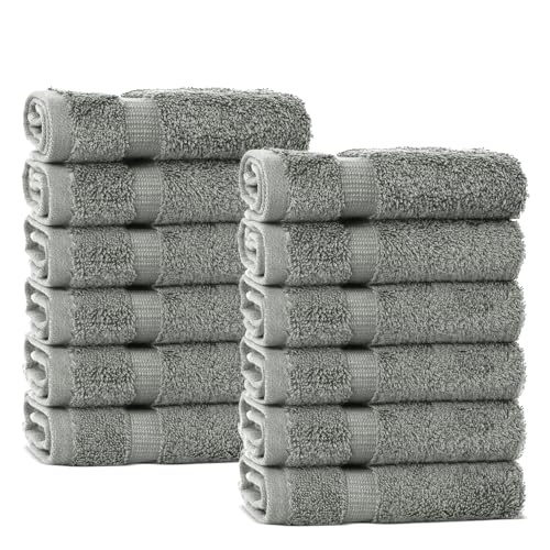 Chakir Turkish Linens 100% Turkish Cotton Luxury Hotel & Spa Washcloth Set (Set of 12, Gray) von Chakir Turkish Linens