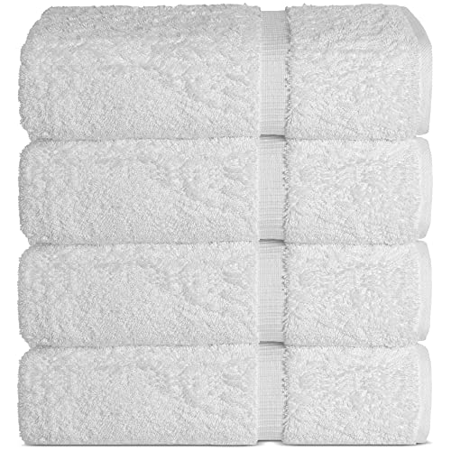 Chakir Turkish Linens Hotel- und Spa-Qualität, sehr saugfähig, 100% Baumwolle, türkisches Badetuch-Set, 68,6 x 137,2 cm (4 Stück, weiß) von Chakir Turkish Linens