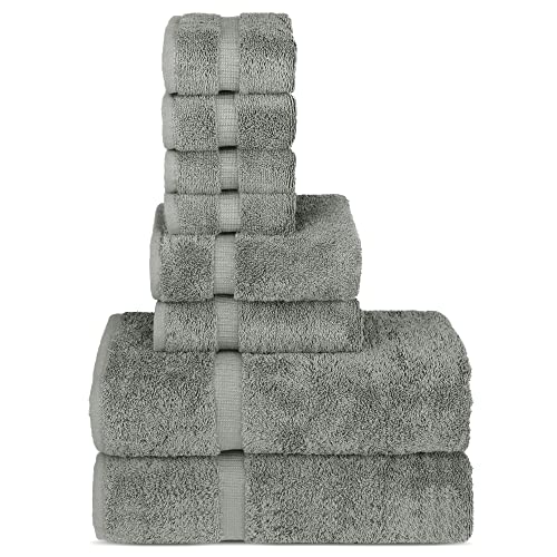Chakir Turkish Linens | Hotel- & Spa-Qualität 100% Baumwolle Premium türkische Handtücher | weich und saugfähig (8-teilige Handtuch-Sets, Grau) von Chakir Turkish Linens