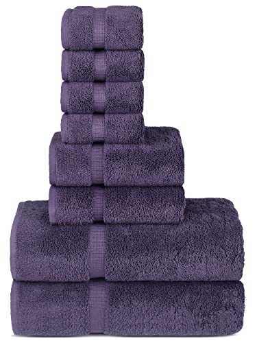Chakir Turkish Linens | Hotel- & Spa-Qualität 100% Baumwolle Premium türkische Handtücher | weich und saugfähig (8-teilige Handtuch-Sets, Pflaume) von Chakir Turkish Linens