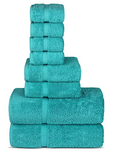 Chakir Turkish Linens | Hotel- & Spa-Qualität 100% Baumwolle Premium türkische Handtücher | weich und saugfähig (8-teilige Handtuchsets, Aqua) von Chakir Turkish Linens
