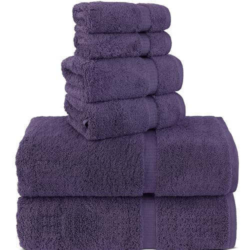 Chakir Turkish Linens Premium Türkische Handtücher für Badezimmer, 100% Baumwolle, 2 große Badetücher, 2 Handtücher, 2 Waschlappen (6-teiliges Handtuch-Set, Pflaume) von Chakir Turkish Linens