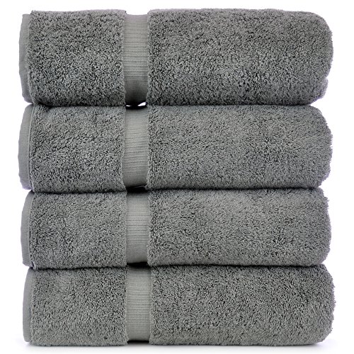 Chakir Turkish Linens Türkische Baumwolle, luxuriöses Hotel & Spa, Badetuch-Set, 4 Stück, Grau, Grau von Chakir Turkish Linens