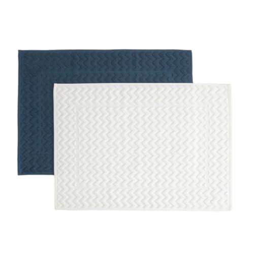 Chakra 2er Pack Badematte 100% Baumwolle 50x70 cm, Ultra Saugfähig Badezimmerteppich Set, Weich & Langlebig Badteppich, Maschinenwaschbar Badzimmermatte, Badvorleger Set 2 Teilig, Weiß/Marinblau Chakra 2er Pack Badematte 100% Baumwolle 50x70 cm, Ultra Saugfähig Badezimmerteppich Set, Weich & Langlebig Badteppich, Maschinenwaschbar Badzimmermatte, Badvorleger Set 2 Teilig, Weiß/Marinblau von Chakra
