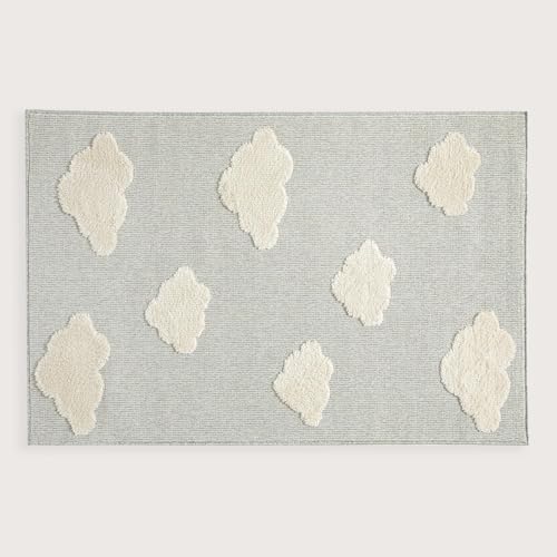 Chakra Dream Cloud Teppich 100X150 cm Grau/Ecru - Weicher und strapazierfähiger Polyester-Baby- und Kinderzimmerteppich, angenehmes Bodenerlebnis mit modernem und stilvollem Design von Chakra