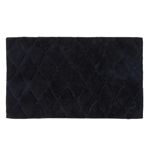 Chakra getuftete Diamant-Badematte, 70 x 130, Marineblau – weicher Badezimmerkomfort mit 70% Baumwolle, 30% Bambus-Mischgewebe von Chakra