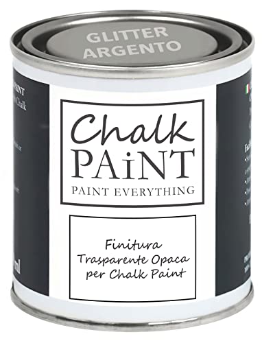 CHALK PAINT "Glitter ARGENTO" für alle Oberflächen - 250ml Matte Farbe auch für Möbel aus Holz & Wände - Holzfarbe und Möbelfarbe für Innen & Außenbereich von Chalk PAiNT PAINT EVERYTHING