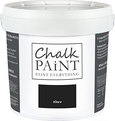 Chalk Paint Everything® Nero Kreidefarbe Wasserbasis für Alle Oberflächen einfach zu verarbeiten ohne schlechten Geruch - Chalk Paint Extra Matt (5 Liter) von Chalk PAiNT PAINT EVERYTHING