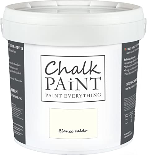 Chalk Paint Everything® Bianco Caldo Kreidefarbe Wasserbasis für Alle Oberflächen einfach zu verarbeiten ohne schlechten Geruch - Chalk Paint Extra Matt (5 Liter) von Chalk PAiNT PAINT EVERYTHING