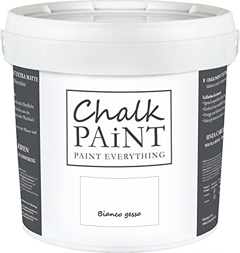 Chalk Paint Everything® Bianco Gesso Kreidefarbe Wasserbasis für Alle Oberflächen einfach zu verarbeiten ohne schlechten Geruch - Chalk Paint Extra Matt (5 Liter) von Chalk PAiNT PAINT EVERYTHING