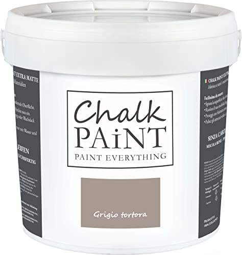 Chalk Paint Everything® Grigio Tortora Kreidefarbe Wasserbasis für Alle Oberflächen einfach zu verarbeiten ohne schlechten Geruch - Chalk Paint Extra Matt (5 Liter) von Chalk PAiNT PAINT EVERYTHING