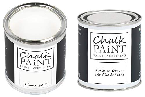 Chalk Paint & Finish – Kreideweiß + Klarlack-Finish – Set mit Lack- und Schutzlack (250 ml + 250 ml) von Chalk PAiNT PAINT EVERYTHING