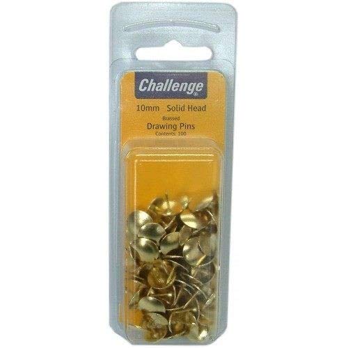 Challenge Reißzwecken (Solid Head) – vermessingt (klappbar, Pack) 10 mm von Challenge