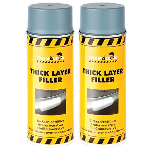 Chamäleon 1K DICKSCHICHTFÜLLER 400ml Spray FÜLLER Thick Layer GRUNDIERUNG (Grau, 2) von Chamäleon