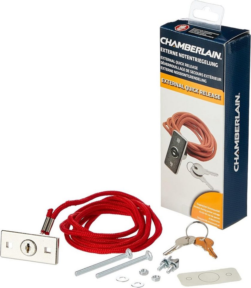 Chamberlain Garagen-Notentriegelungsschloss mit zwei Flachschlüsseln aus Edelstahl und 1,8 Meter Kabellänge, Chamberlain Garagentorantriebe ML510EV, ML700EV, ML1000EV (Set) von Chamberlain