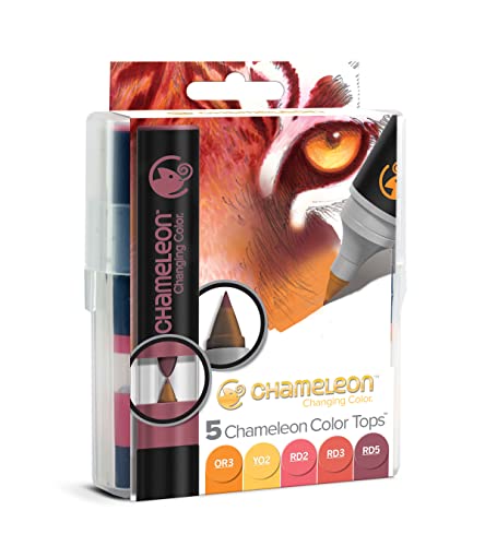 Chameleon Art Products Chameleon Colour Tops Farbe zu Farbmischungen, Warme Töne, 5 Stifte Einzeln 11x2x2 Warmweiß von Chameleon